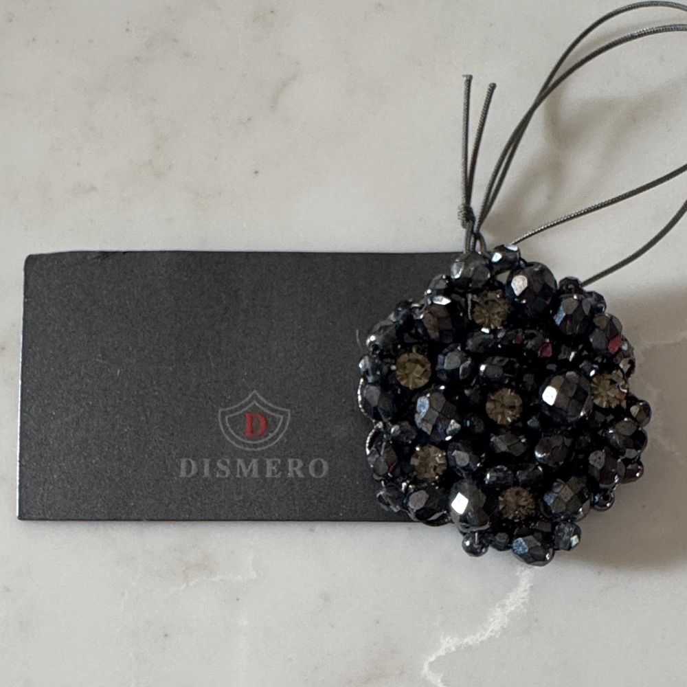 Black Beaded and Rhinestone Women's Brooch by Dismero